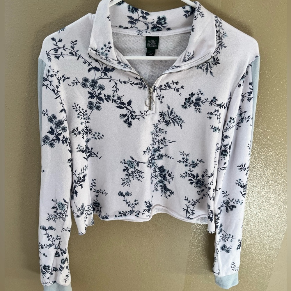 Blue and White Floral Crop Top